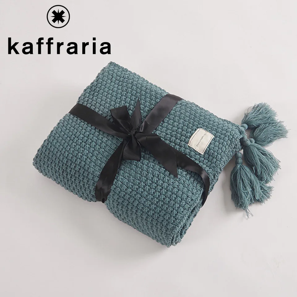 Модное трикотажное одеяло с кисточками домашний диван офисный кондиционер