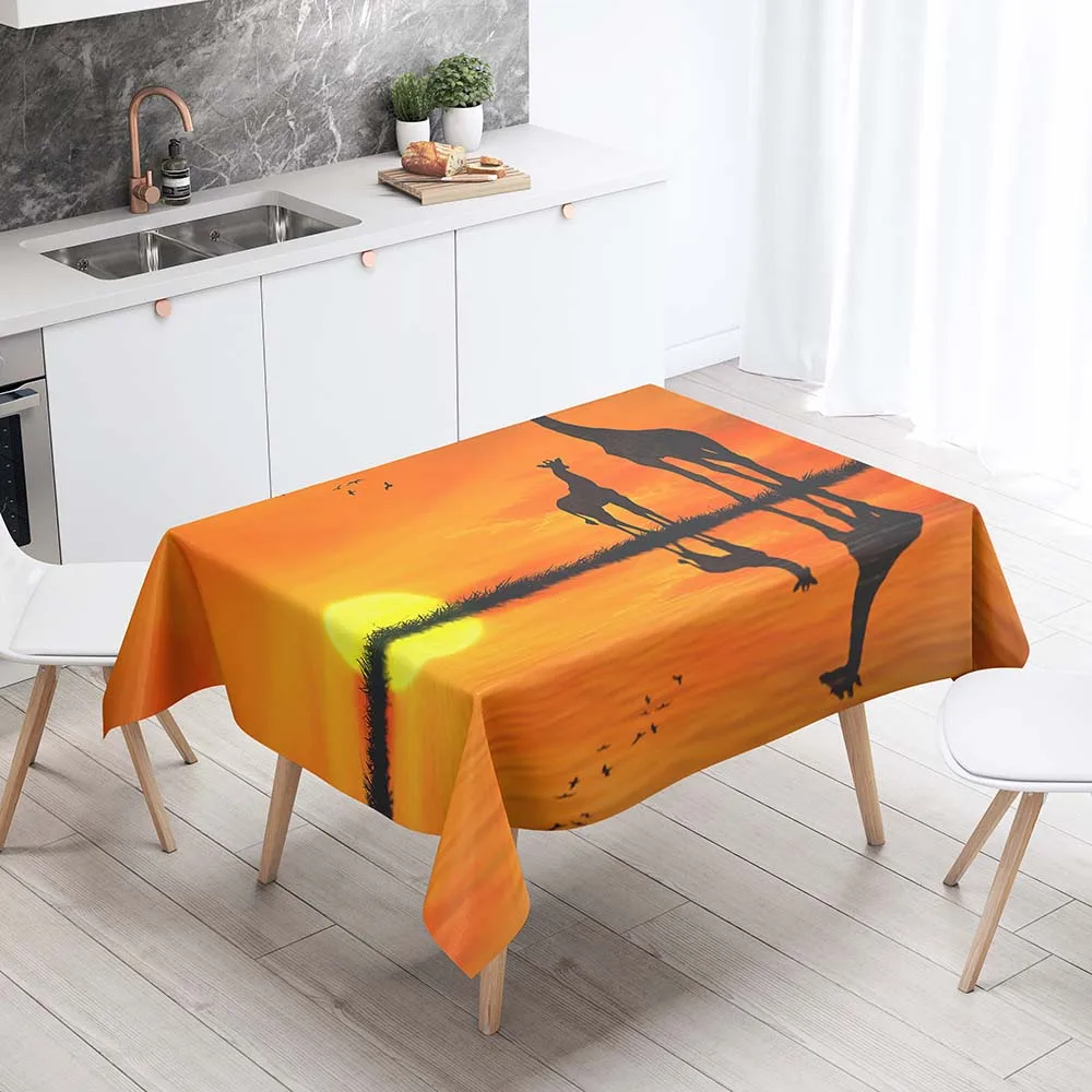 

Track On The Rectangluar Table 3D Printing Giraffe Animal Tablecloth For Living Room Coffee Table