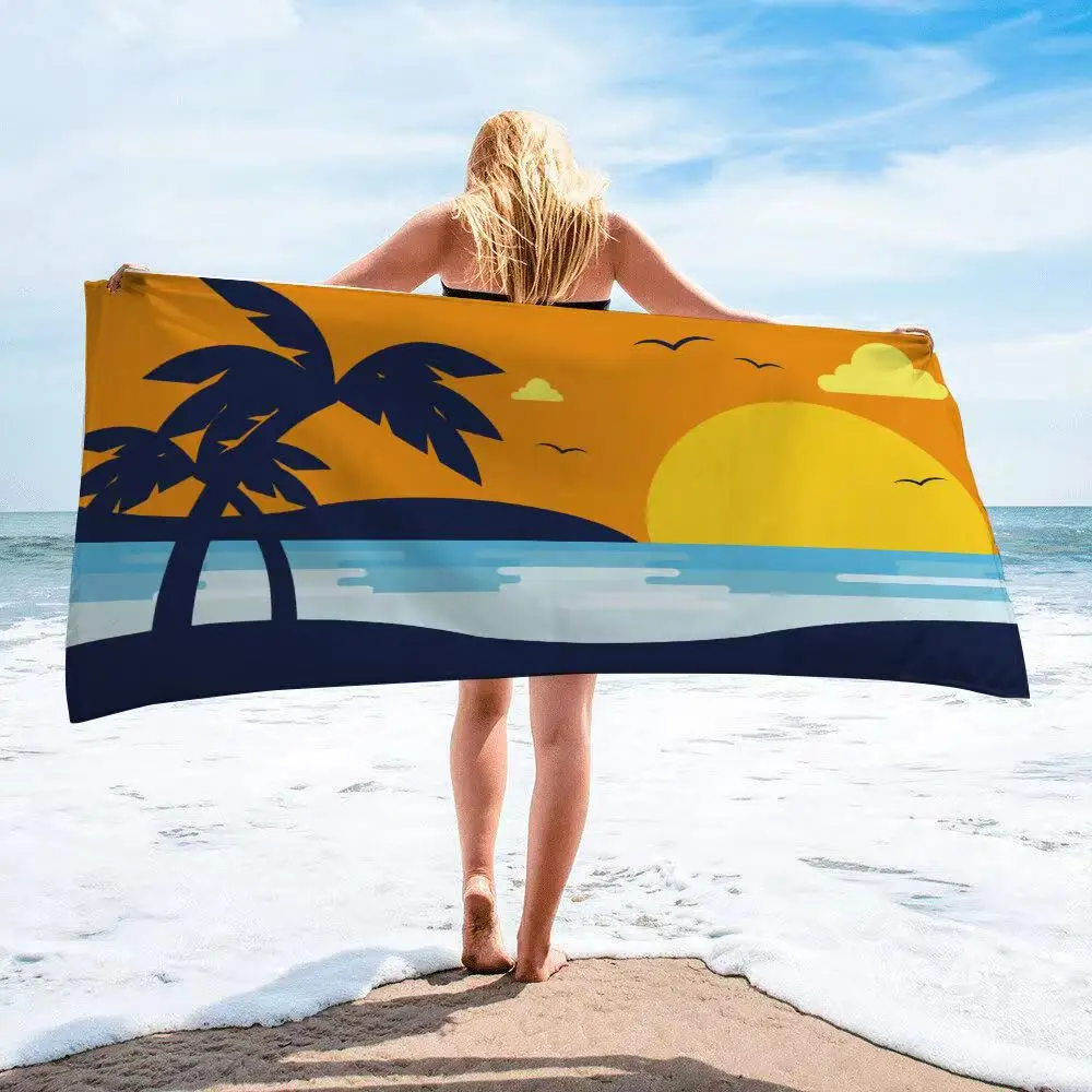 

Sunrise landscape beach microfiber beach towel beach mat surf windproof soft bath skirt bathroom supplies carpet shawl sunscreen
