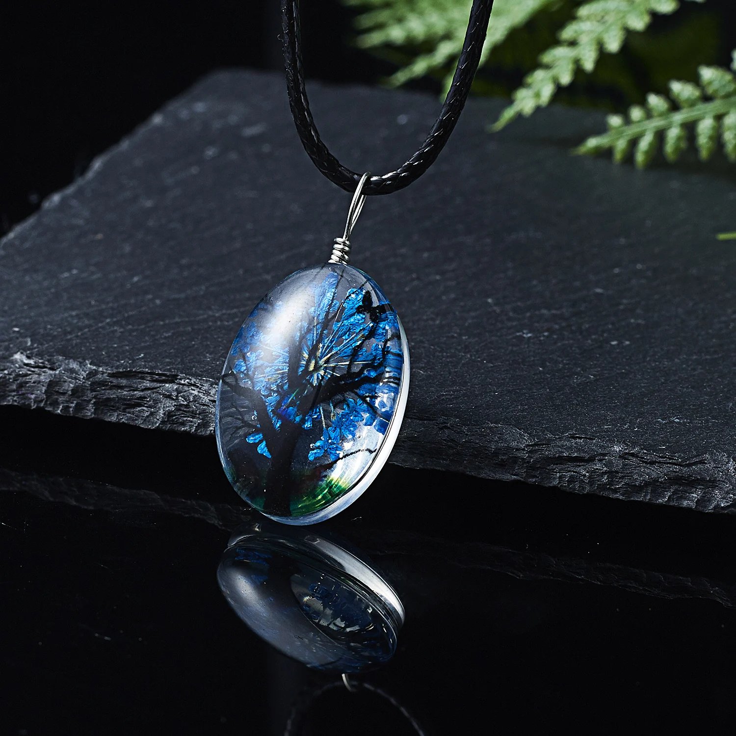 Belleper сушеные дерево цветы пейзаж образец стекла Модный кулон в виде натуральный