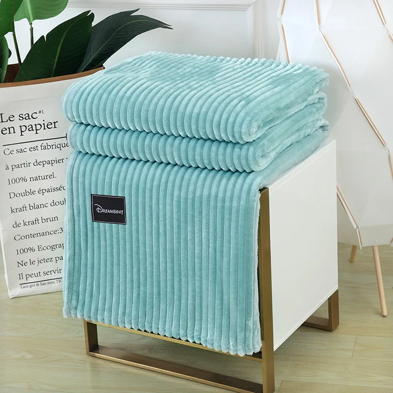 

Super Soft Quilted Flannel Blankets For Beds Solid Striped Mink Throw Sofa Cover Bedspread Winter Warm Blankets