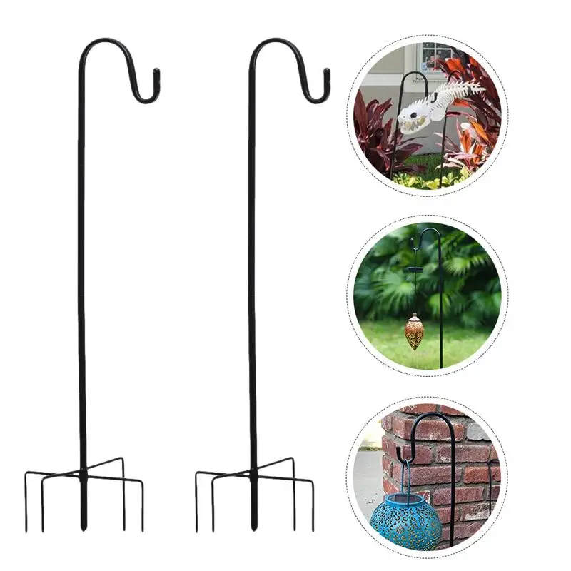 

2Pcs Shepherd Hooks Plant Hook Garden Stake Outdoor Plant Stand Hanger (Black)