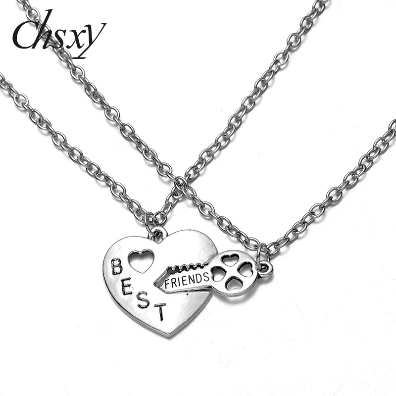 CHSXY 2019 Модный комплект одежды из 2 шт. ожерелье лучших друзей Key Lock сердце кулон