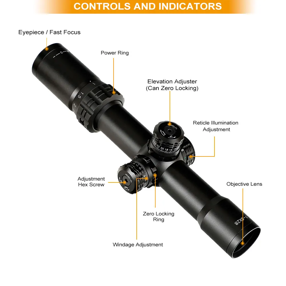 Охота ohhunt тонкий край 1 6X28 IR Riflescopes Mil Dot стекло травление сетка RGB Освещение