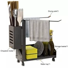 Многофункциональная полка для хранения на кухонной раковине, нескользящая стойка из нержавеющей стали для хранения тряпки, губки, сливной кронштейн с поддоном для слива