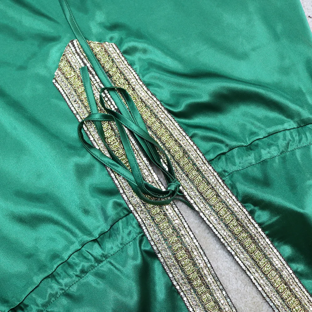 

HAOOHU Plus Size Dresses Summer Artificial Silk Dress Sexy Sling Dress 3 colors Deep V-neck Halter Sleeveless Vestidos Dress