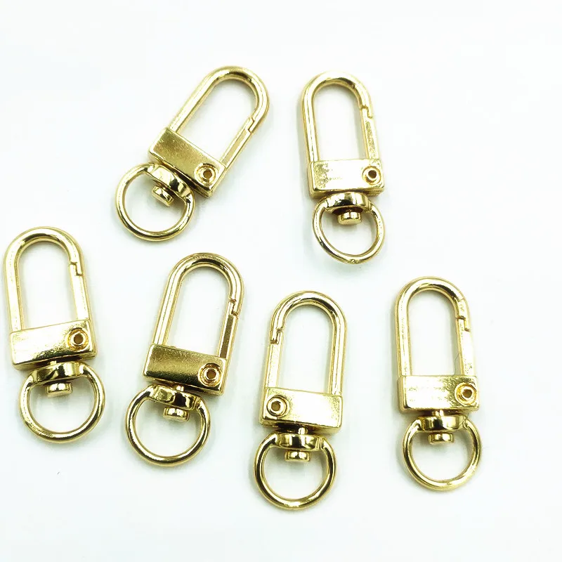 Light gold 12pcsKey держатель Поворотный Триггер карабин застежка оснастка крюк брелок металлические брелки кольца для DIY ремесло открытый рюкзак сумка Запчасти - Цвет: Light gold