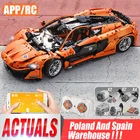 Моторизованный гоночный автомобиль Mould King 13090 MOC высокотехнологичное приложение McLarens P1 Hypercar, строительные блоки, кирпичи, детские игрушки на день рождения