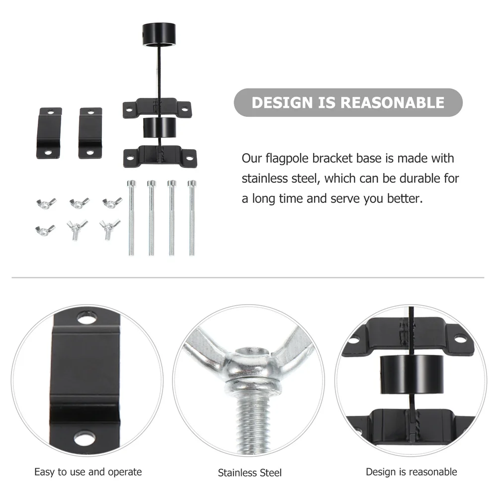 

1PC Wall-mounted Outdoor Flagpole Base Simple Guardrail Flagpole Bracket Base
