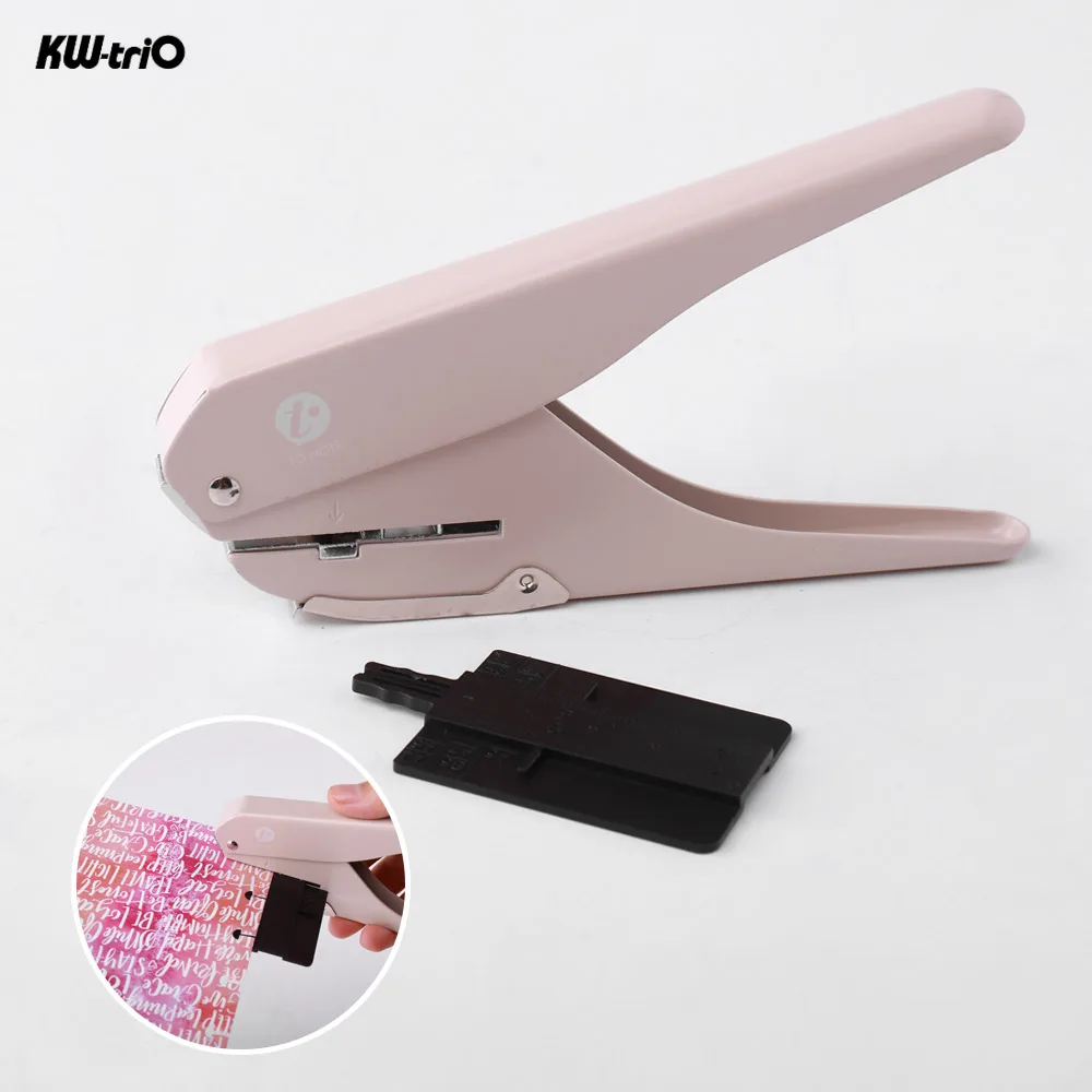 Розовый KW-trio ручной DIY гриб перфоратор одиночный для перфорации бумаги резак с линейкой для Офис Дом школа студентов - Цвет: Розовый