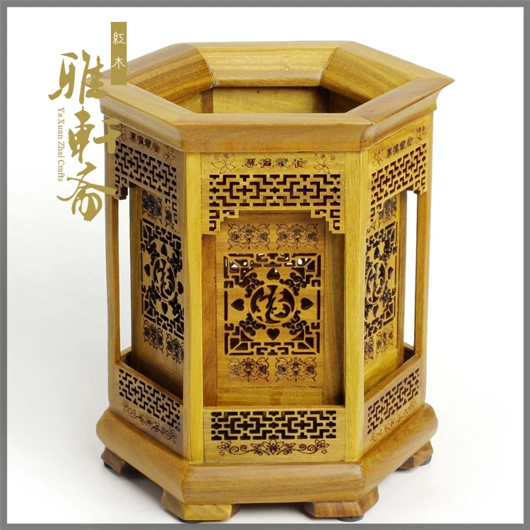 Полый держатель для ручек с резьбой по дереву ретро ремесла контейнер хранения