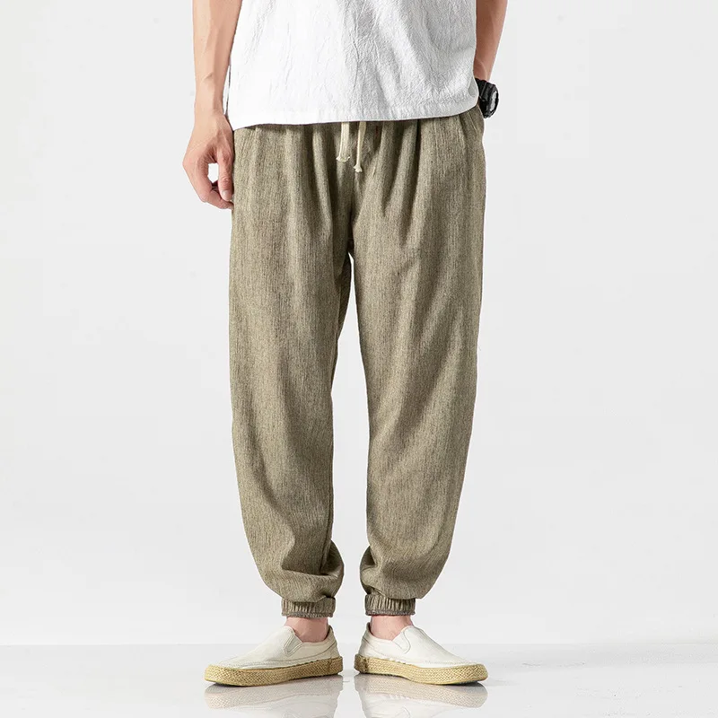 

Harem Jogger Pants Men Cotton Linen Sweatpants Trousers Men Casual Lightweight Spring Summer Men Joggers