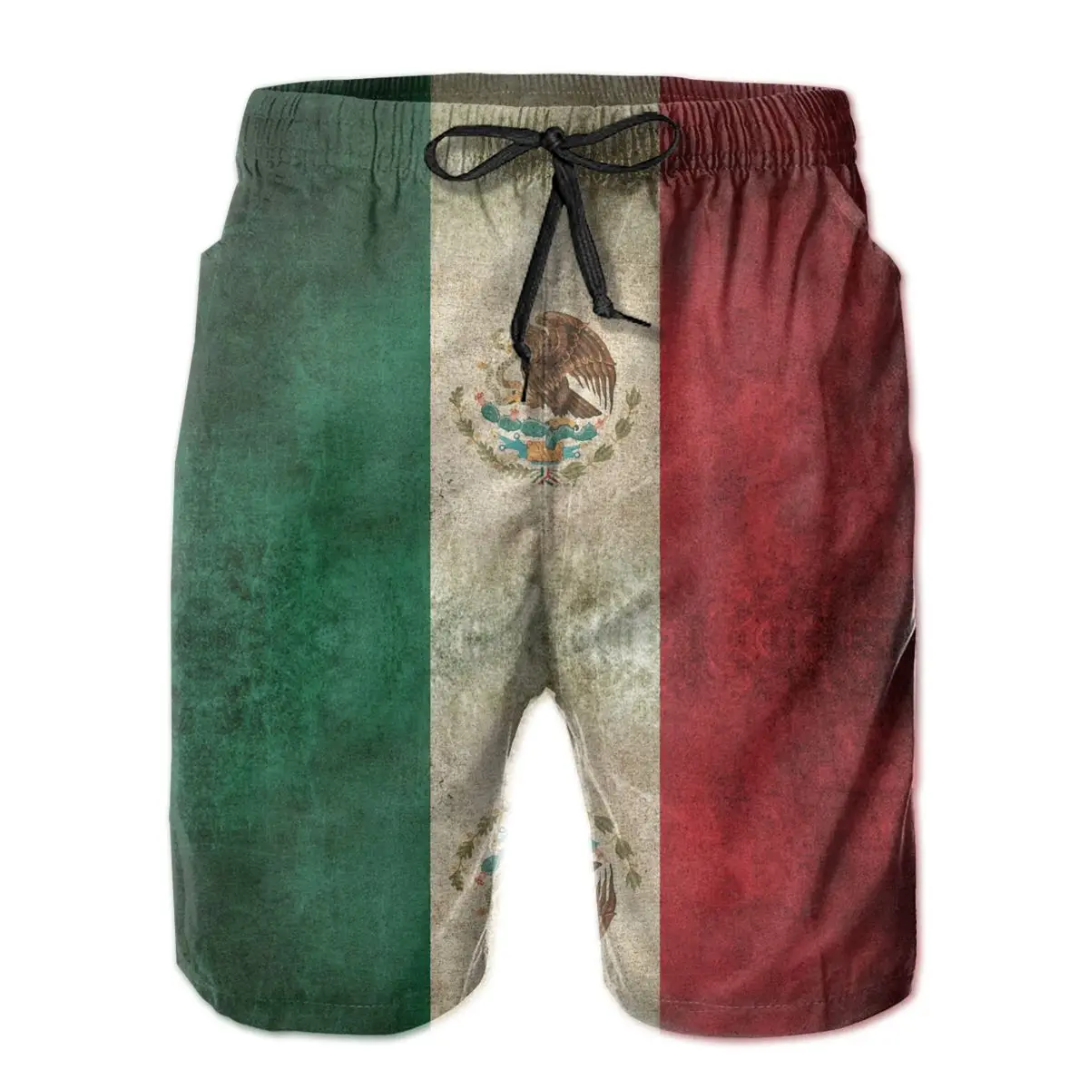 

R333 Sports Old And Worn Distressed Vintage Flag Of Mexico Short Breathable Quick Dry Funny Novelty Hawaii Pants