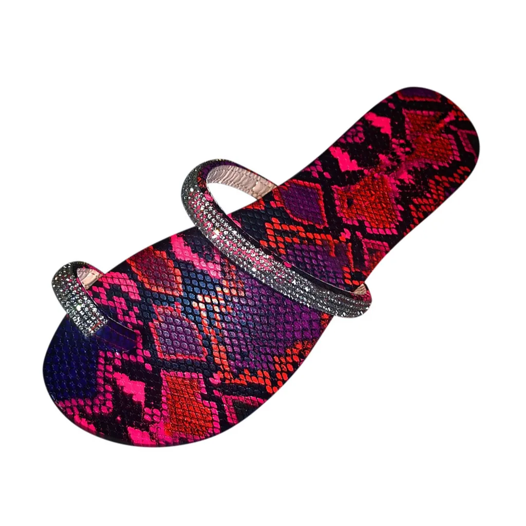 Женские сандалии Тапочки на плоской подошве в римском стиле с кристаллами