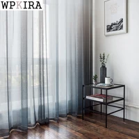 modern gradient grey sheer curtain for living room linen blue drape kitchen bay window partition home decoration blinds s326e