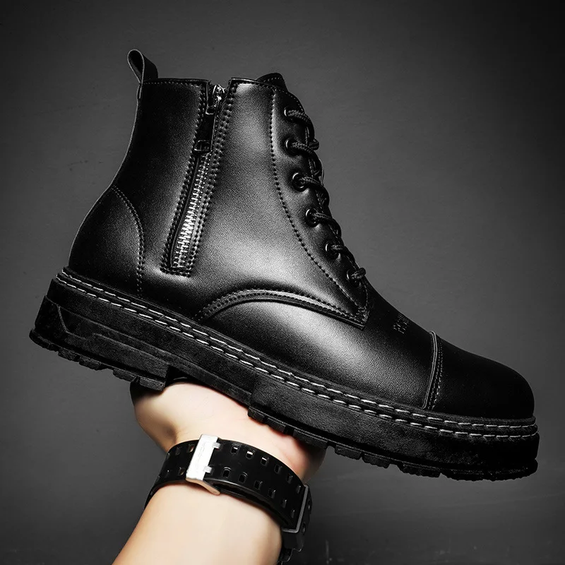 

Men's Boots Fashion Popular Lace-up Zipper Assort Martin Boot Thick-soled Hiking Casual Boot Autumn Winter Keep Warm Boots