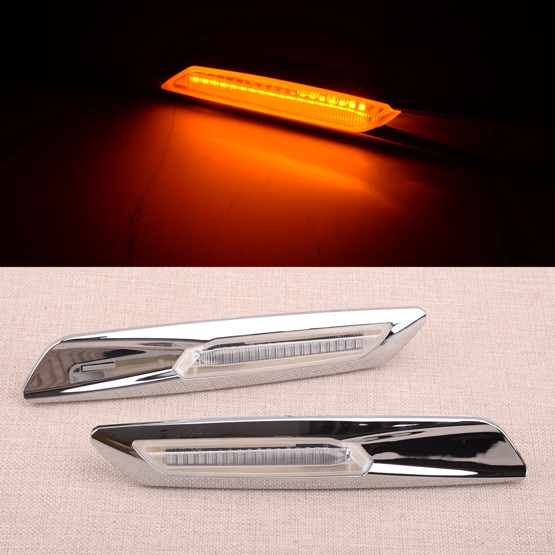 

CITALL 2Pin 12V 3W 1 Pair Clear Lens Dynamic LED Side Marker Fender Light Turn Signal Lamp Fit for BMW 1 3 5 Series 2008-2010