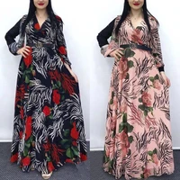 md african print boho chiffon dresses women long sleeve elegant evening gown ankara dashiki maxi dress dubai abayas 2021 summer