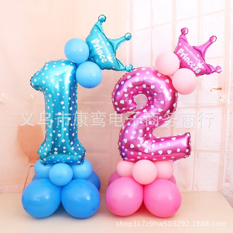 32 дюйма цифры 1234567890 баллон Экстра большой день рождения розовый и синий унисекс