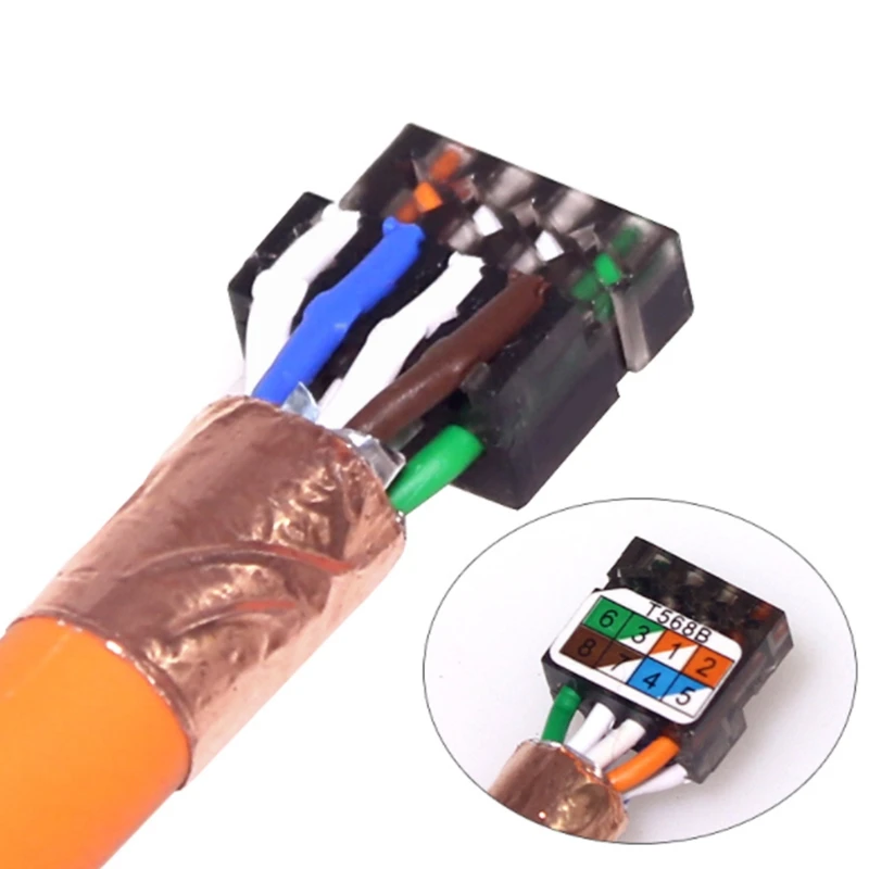 

5 Pcs RJ45 Full Shielded Zinc-Alloy Field Plug 90 Degree Angled Cat7 STP Field Termination Connector Toolless Type