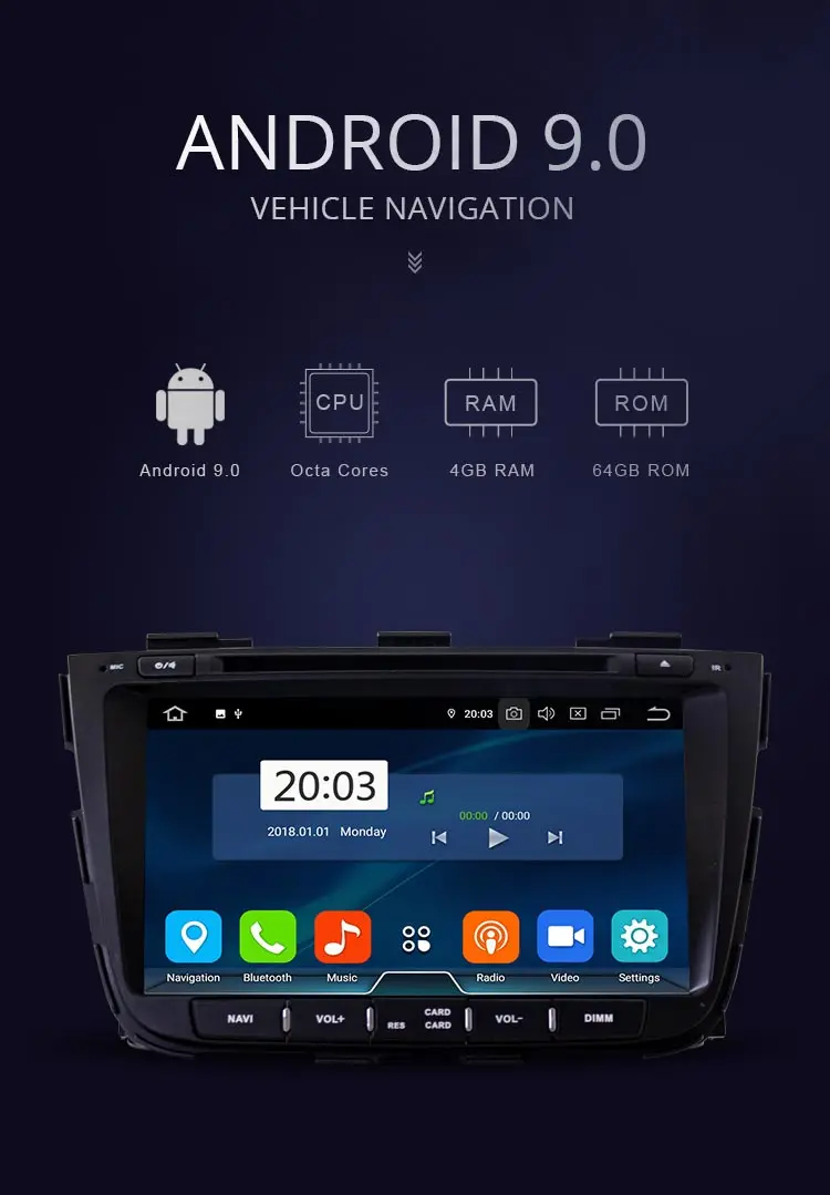 JDASTON Android 9,0 Автомобильный мультимедийный плеер для kia Sorento 2013 wifi DVD CD gps навигация 2 Din автомагнитола стерео 4 Гб ram SD