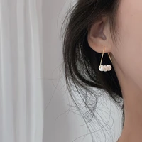 panjbj 925 sterling silver geometric triangle pearl earrings female temperament ear groove female simple wild earrings