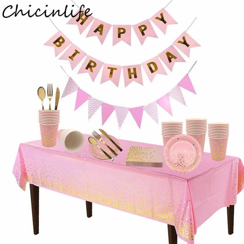 Столовые салфетки в розовую точку скатерть одноразовая посуда для девочек дня