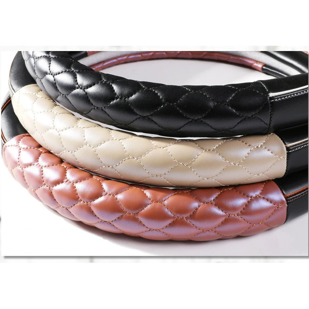 38 см Кожаный чехол рулевого колеса автомобиля защитный для Audi Toyota Honda Cadillac Volvo BMW