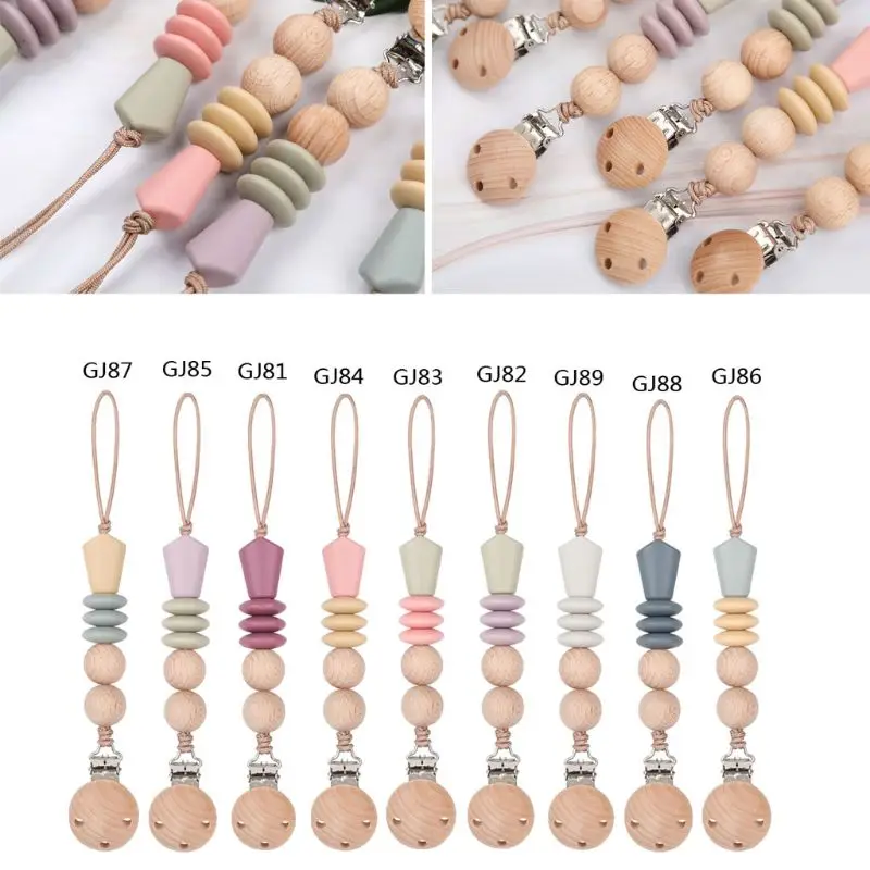 

1 Pc Handmade Silicone Pacifier Chains Safe Teething Chain Baby Teether Eco-friendly Pacifier Clips Holder Chain