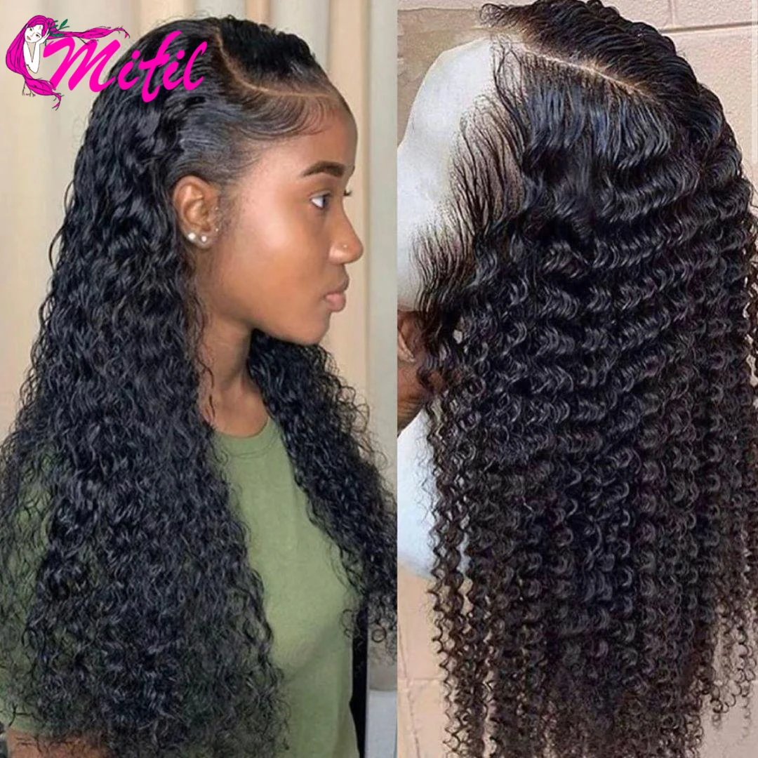 

Mifil Deep Wave Wig Remy Human Hair Transparent Lace Wigs Pre Plucked Deep Wave Frontal Wig For Women 4x4 Closure WigS 34 Inch