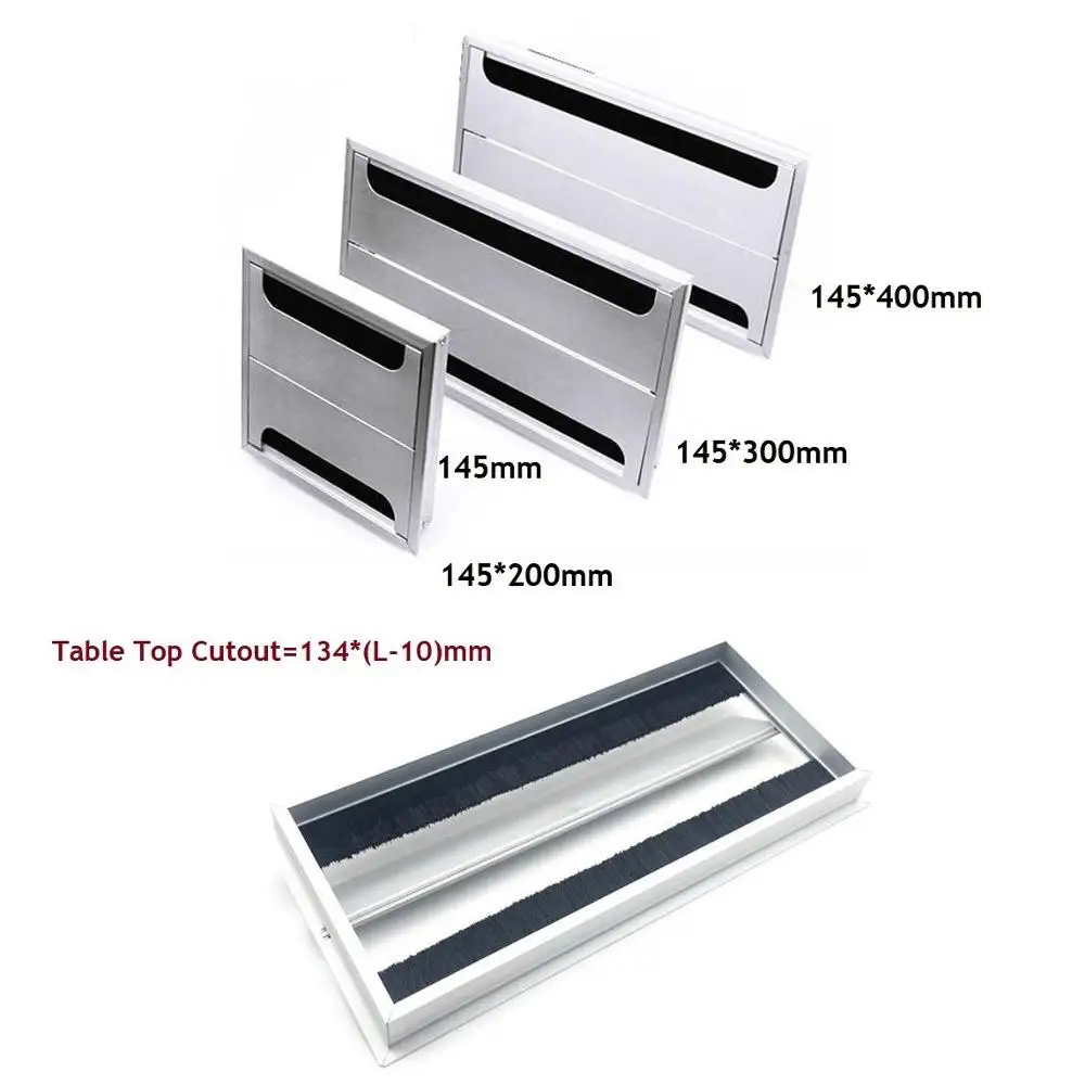 

Rectangle Aluminum Alloy Table TV Cabinet Desk Top Wire Cable Hole Bristles Double Flap Cover Grommet Side by Side