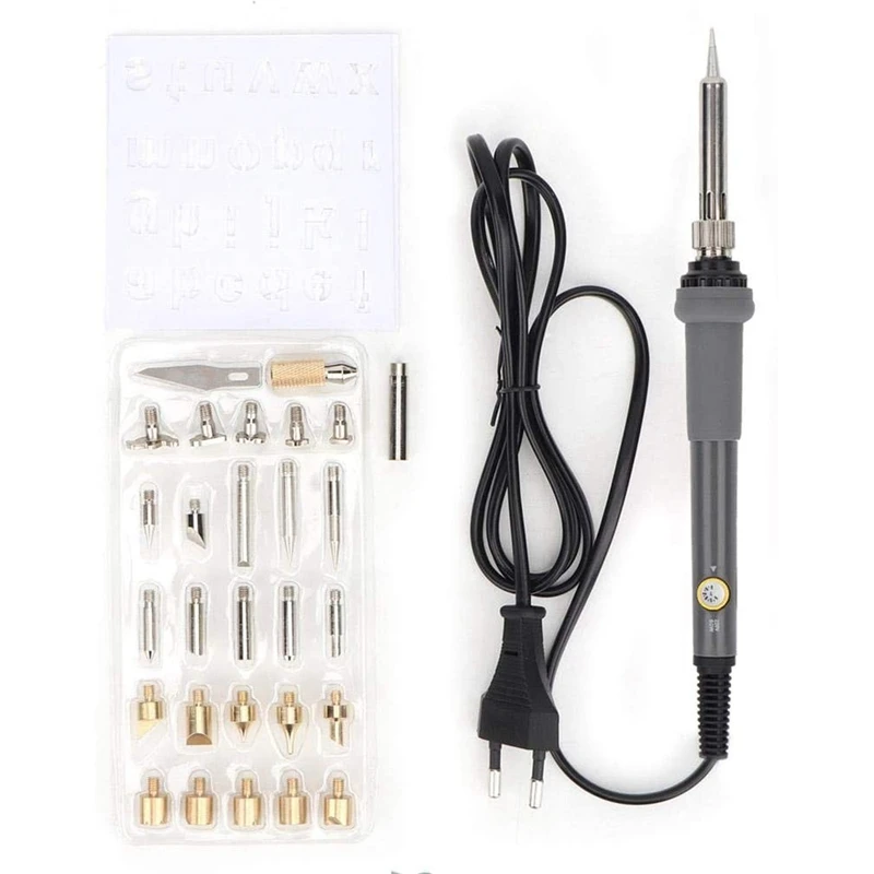 

Electric Soldering Iron Set, Soldering Iron, Temperature Adjustable, Set of Burner Made of Wood and Made of Iron,EU Plug 2021