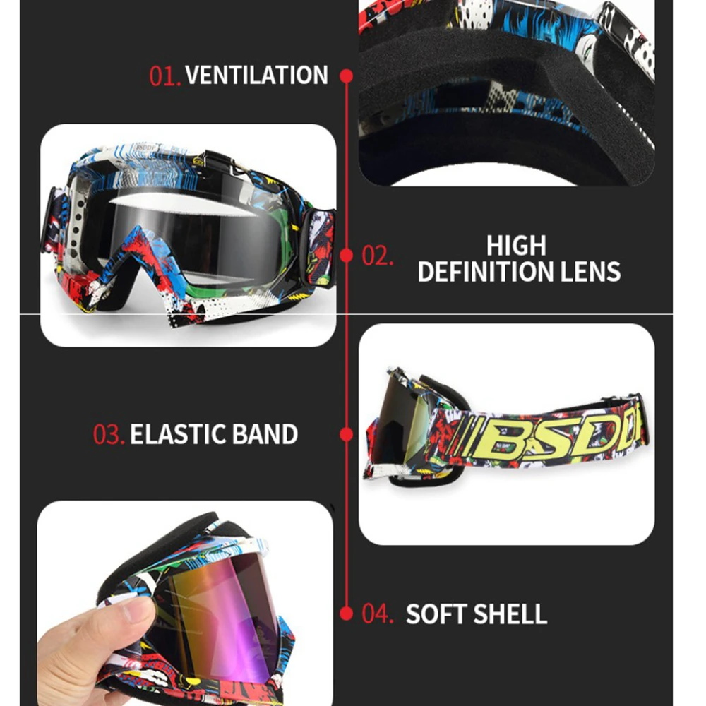 

Hot sale Standard Safety Anti-splash Glasses Goggles Eye Protection Motocross Motor Protective Gear Glasses Snow Ski Goggles