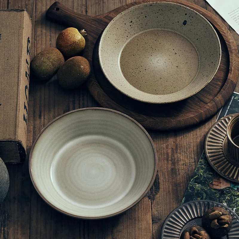 

Грубая фарфоровые тарелки глубокая Суповая тарелка ручной работы Кухня Посуда столовая посуда миска HH искусства