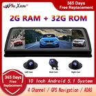 Видеорегистратор, 4G Android 5.1, 4-канальный, ADAS, 10-дюймовый, зеркальный регистратор, GPS, Wi-Fi, видеорегистратор