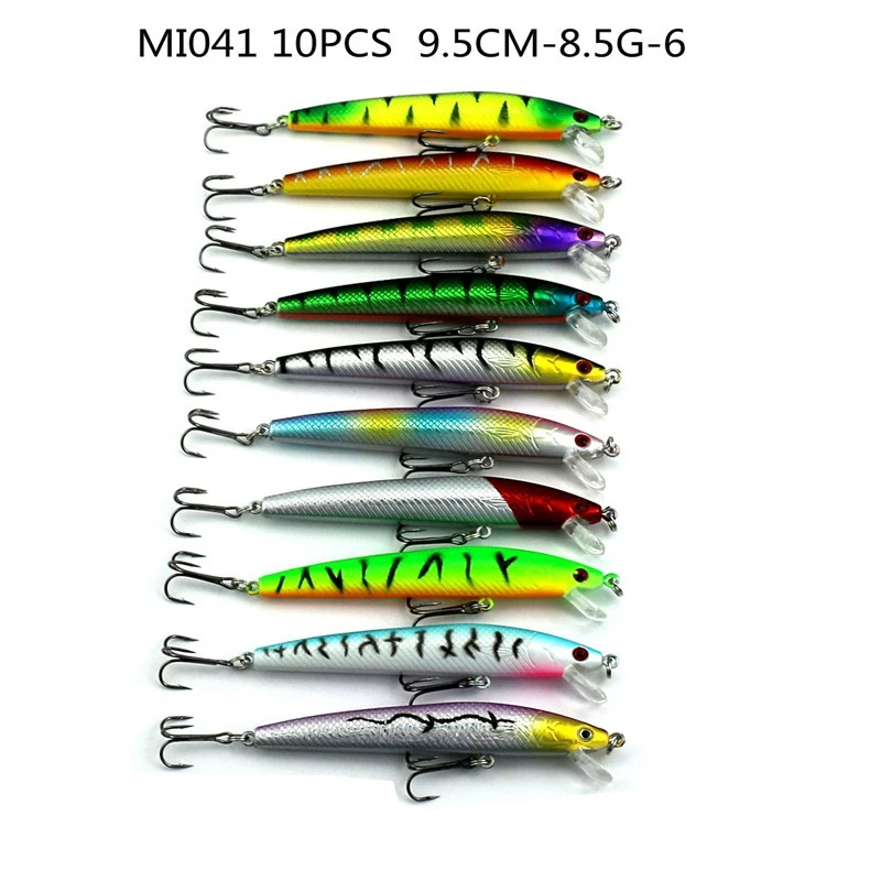 

10Pcs/set 9.5cm 8.5g Floating Fishing Lure Hard Laser Artificial Plastic Bait Fake Fish Lures Sea Fishing Accessories