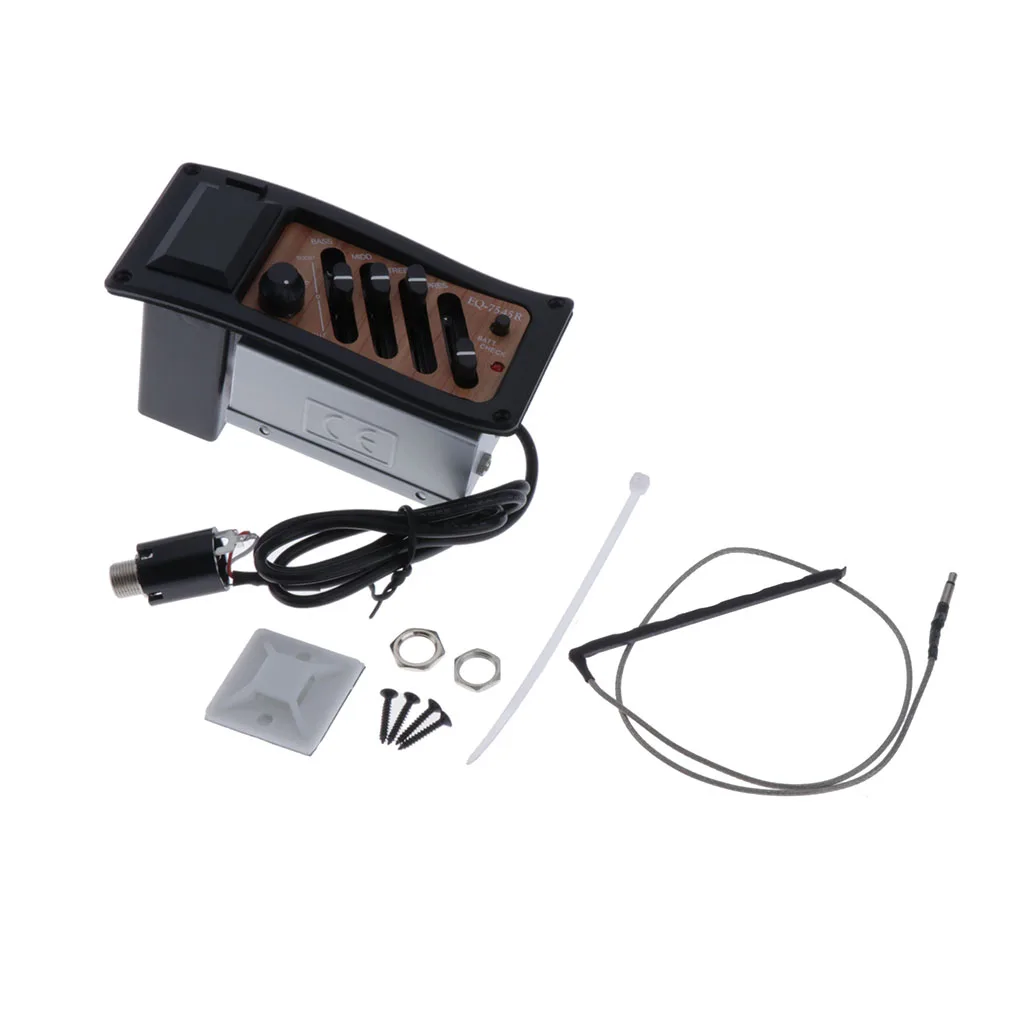1 Set 4 Band EQ Equalizer Acoustic Guitar Preamp Piezo Pickup Black | Спорт и развлечения