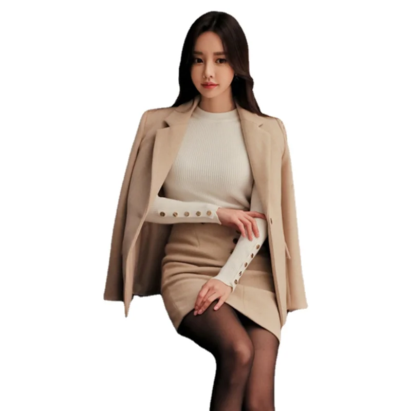 

Women Autumn Winter Fashion Two Piece Outfits Mini Skirt Sets Thick Tweed Jacket&High Waist Mini Skirt Suits 2 Piece Dress Sets