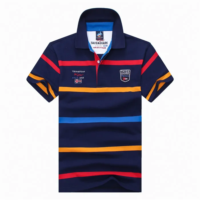 

Men Clothes 2021 Famous Brand Tace & Shark Polo Shirt Men Summer Tops Cotton Short Sleeve Striped Classic & Business Homme