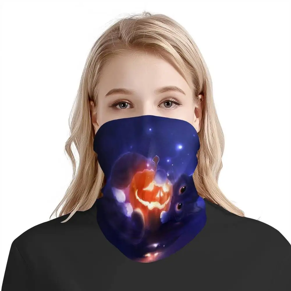 Halloween 3D print Multiway Outdoor Bandana for Skiing Windproof Cycling UV Fishing Protection Hiking mask Pumpkin lantern | Аксессуары
