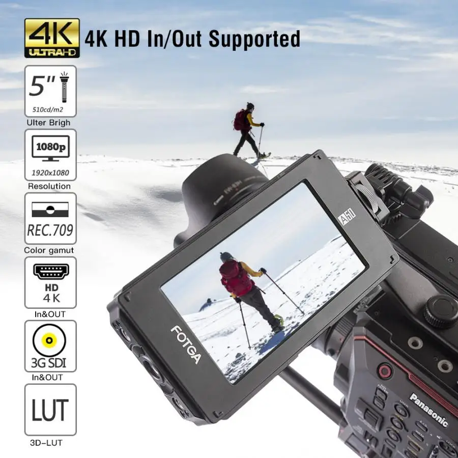 Переходное кольцо для объективов Fotga A50TLS FHD 5 дюймов Сенсорный экран 1920x1080 4K HD
