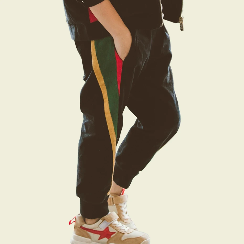 Новые штаны для мальчиков Модные Полосатые брюки плотные вельветовые детские