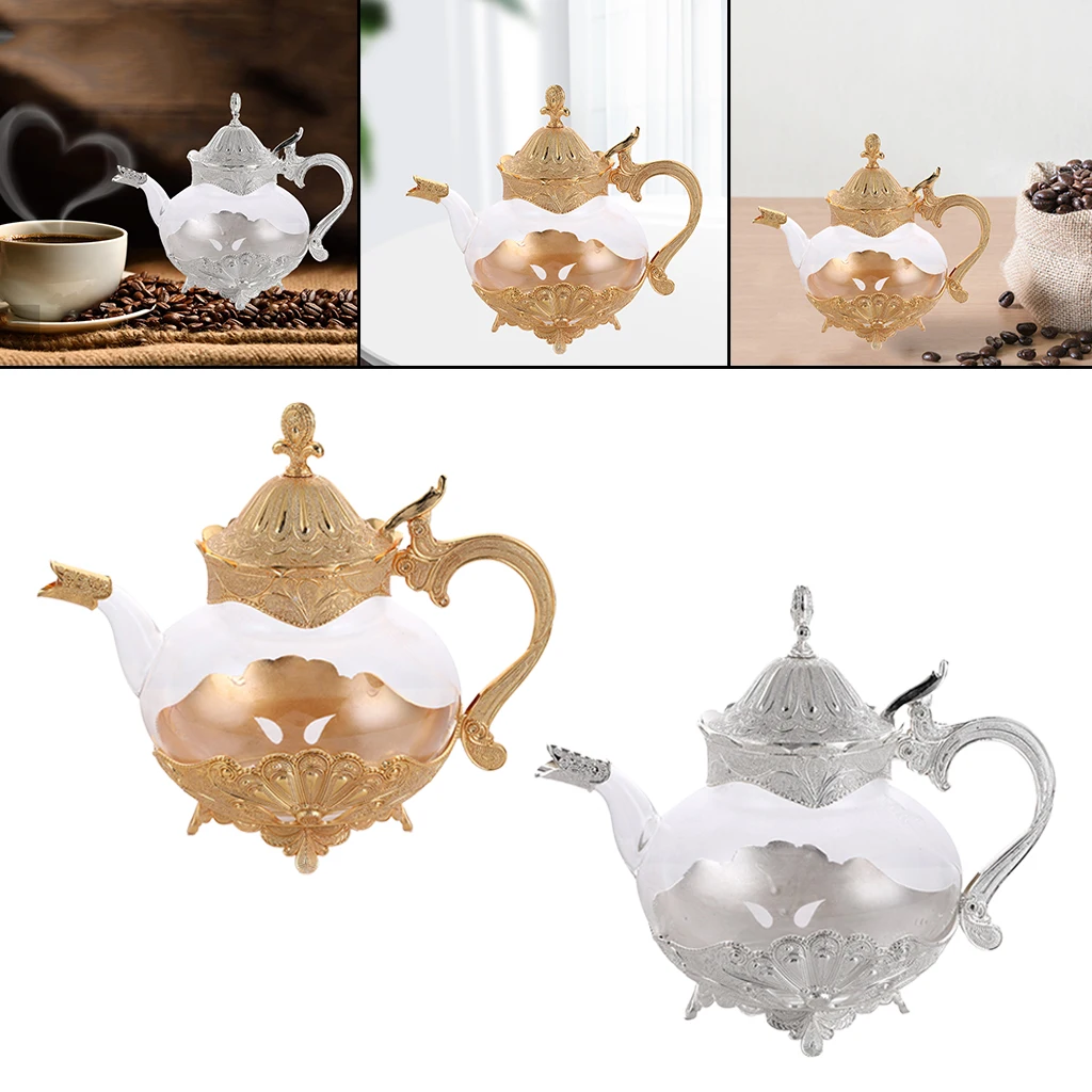 

Vintage Palace Glass Teapot Coffee Pot Court Style Comfortable Handle Exquisite Lid Home Decor Kitchen Tableware Wedding Gifts