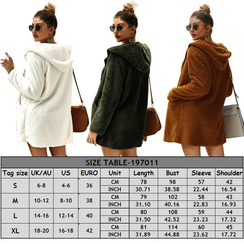 Женская новая модная зимняя теплая флисовая куртка однотонная с капюшоном парка