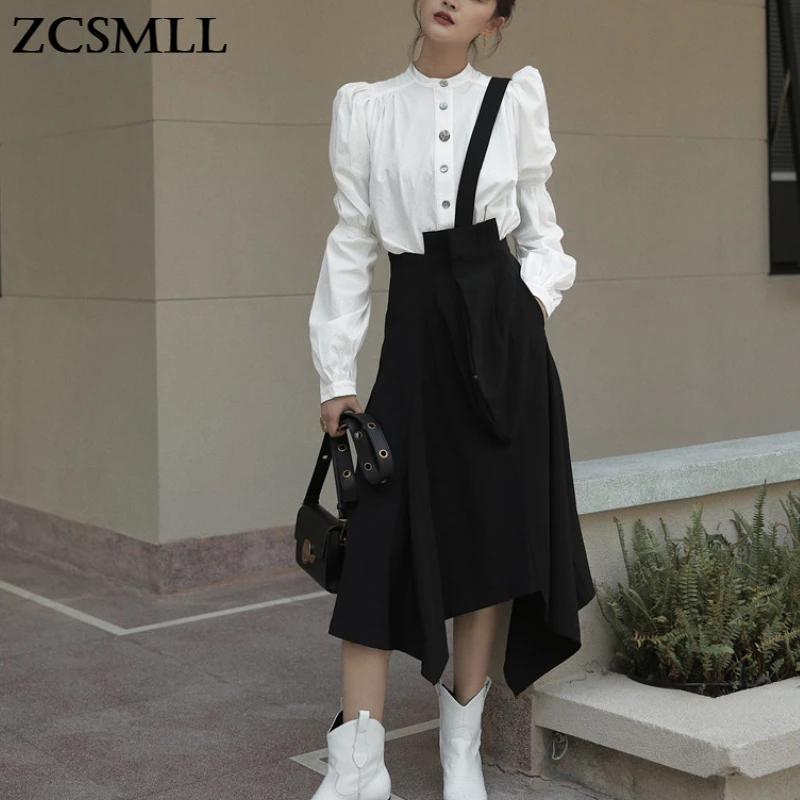 

Асимметричная трехмерная юбка ZCSMLL на бретельках, женские черные корейские модные женские юбки, весна-лето 2021
