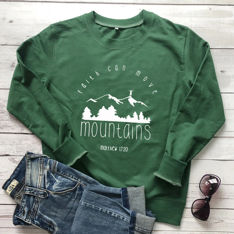 Faith Can Move Mountains Matthew 17:20 Sweatshirt Men Women Graphic Camping Adventure Hoodies Autumn Inspired Christian Pullover images - 6