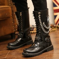 2021 autumn winter all built high help male punk korean edition trend large size martin male performance tall leather boots