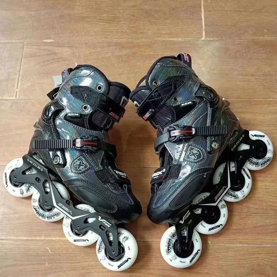 

Adult Inline Skates Roller Skating Shoes Rockered Frame Slalom Sliding