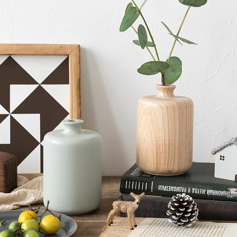 Скандинавская деревянная ваза Morandi цветные растения маленькие цветы подставка