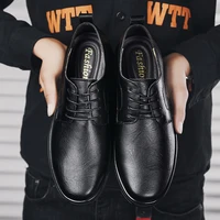 mens leather casual business shoes british style mens shoes comfortable thick leather wear resistant soft soled dress shoes